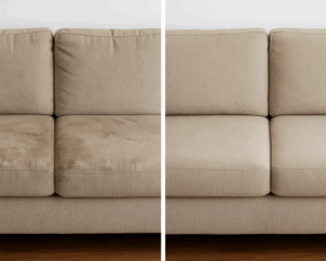 Upholstery before and after cleaning